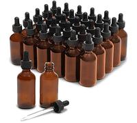 Juvale Amber Glass Bottles with Pipette and 6 Funnels, 30-Count of Dropper Bottles, Refillable for Essential Oils, Aromatherapy, 36 Pieces Total, 60 ml Each