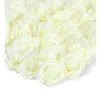 Juvale Artificial Flower Heads, 100 Pack Ivory Rose Flower Heads Made of Polyester, 7.6 cm