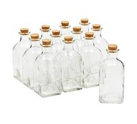 Juvale Clear Glass Bottles with Cork Lids (12-Pack) - Small Transparent Jars with Stoppers - 12 x 5 x 5 cm