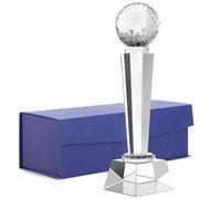 Juvale Crystal Glass Golf Trophy with Elegant Gift Box for Tournaments, Sports Competitions, Parties, Champion Award, Paperweight for Desktop and Table Decor (9 Inches Trophy Golf)