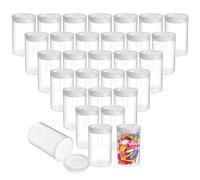 Juvale Film Canisters with Caps - 30-Count, 35mm, Clear - Plastic Cylinders with Lids - Clear Film Containers for Small Accessories