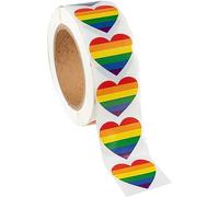 Juvale Gay Pride Stickers - 1000-Count Love Rainbow Stickers Roll in Heart-Shaped, Pride Flag Labels for Gifts, Crafts, Envelope Sealing, 1.5 x 1.7 Inches