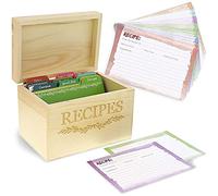 Juvale Wood Recipe Organisation Box with Cards and Dividers
