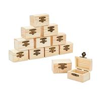 Juvale Wooden Treasure Chest with Curved Lid and Metal Clasp, DIY Unfinished Mini Keepsake Box, 5.8 x 3.8 x 3.8 cm, 12 Pack
