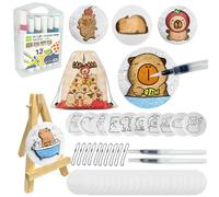 Juvanovo Magic Puffy Paint Kit, 55 Pcs Magic 3D Foam Texture Painting Kit, 3D Drawing Magic Canvas Sponge, Foam Texture Painting Paper with 10 Capybara and 20 Blank, DIY Art Supplies for Boys Girls