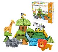 Juvanovo Magnetic Tiles, 30pcs Animals Magnet Tiles, Magnetic Building Blocks, Magnetica Shapes, Animals Magnetica Decoration, Fun Decoration for Home (Safari)