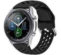 JUVEL Compatible with Samsung Galaxy Watch 3 45mm & 46mm Strap, Dual Colour 22mm Silicone Breathable Sport Replacement Straps for Huawei Watch GT 3 46mm, Small, Black