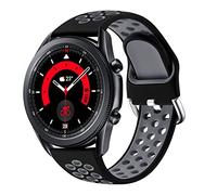 JUVEL Compatible with Samsung Galaxy Watch 3 45mm & 46mm Strap, Dual Colour 22mm Silicone Breathable Sport Replacement Straps for Huawei Watch GT 3 46mm, Large BlackGrey