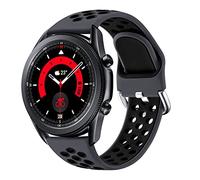 JUVEL Compatible with Samsung Galaxy Watch 3 45mm & 46mm Strap, Dual Colour 22mm Silicone Breathable Sport Replacement Straps for Huawei Watch GT 3 46mm, Large Coal Black