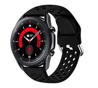 JUVEL Compatible with Samsung Galaxy Watch 3 45mm & 46mm Strap, Dual Colour 22mm Silicone Breathable Sport Replacement Straps for Huawei Watch GT 3 46mm, Large, Black