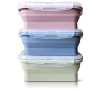 JUVEL Silicone Food Storage Containers with Lids - 3 Pack Set 550ml Reusable Space Saving Silicone Containers Lunch Containers Bento Boxes for Microwave, Freezer and Dishwasher Safe