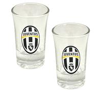Juventus FC Official Football Crest Shot Glass (Pack Of 2) (One Size) (Clear/Black/White)