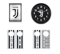 Juventus Framed Mirror with Box, Graphic Logo, Children and Teenagers + 2 Door Markers, Digital Print, Gift Idea + Wall Clock JUVENTUS, Black, Taglia Unica