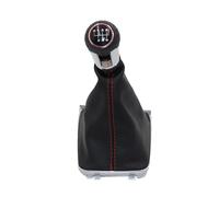 Juvra Car Gear Stick knob Gear Shift Knob Lever Switch Handle Leather for Golf 7 A7 MK7 GTI GTD 2013 20142018(6 Speed red line)