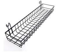 Juwaacoo Hanging Basket for Wire Wall Grid Panel, Multi-Function Wall Storage and Display Basket, 40X10X5CM, Black Painted