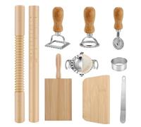 Juwacoo 10 Pcs Pasta Making Tools Set with Wooden Rolling Pins, Ravioli Cutters, Dough, Pasta Cutter Wheel,Gnocchi Board, Pasta Roller, Rack Pasta Maker Mold Kit