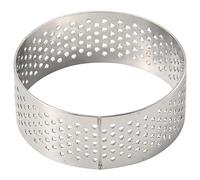 Juwacoo 10Pcs Stainless Steel Tart Rings, 5cm Round Perforated Pastry Rings, Baking Cake Ring Metal Egg Rings for Frying, Pancake Mould for Frying Pan, Round Ring