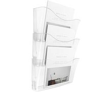 Juwacoo 3 Pack Acrylic Document Rack, Stackable Clear Magazine Holder Organiser for A4 Documents