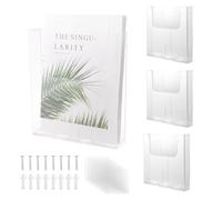 Juwacoo 4Pcs Acrylic A4 Wall Mounted Document Holder, Magazine File Holder, Acrylic Magazine Organizer with Screws and Expansion Tubes, Leaflet Holder Hanging Wall File Organizer Document Folder Stand