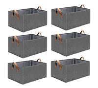 Juwacoo 6 Pcs Foldable Storage Boxes with Handles, Wardrobe Storage Organisers, Storage Boxes, Fabric Cloth Organizer Baskets, Clothes Drawer Organisers for Clothes (46x27x20cm, Large)