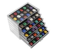 Juwacoo Rock Display Case, 6 Drawers 108 Grids Crystal Storage Box, Rock Collection Box, Acrylic Gemstone Box, Storage Stone Cases, Fossil Display Case Stone Organiser for Jewellery Collectibles,Black