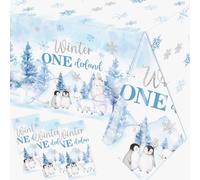 Juweked 3Pcs Winter Onederland 1st Birthday Tablecloth Plastic Snowflake First Birthday Table Cloth Penguin One Tablecloth Winter First Birthday Table Cloth Winter Onederland 1st Birthday Decorations