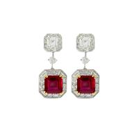 Juwelina Paris Carnival Ruby drop earrings - Silver One Size