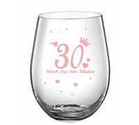 JUWNMANT 30th Birthday Gift with Funny Sayings,Not A Day Over Fabulous, Rose Gold Birthday Wine Glass Gift Anniversary Glasses Men and Women Party Wedding Anniversary Decorations,17 Oz stemless (30)