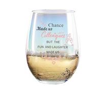 JUWNMANT Colorful Stemless Wine Glass, Chance Made Us Colleagues, 14 oz, for Colleagues Leaving Staff Leaving Farewell Retirement Party Boss Thank You Birthday Gift Decoration