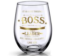 JUWNMANT Men's and Women's Boss Gifts, Stemless Wine Glasses, 17 oz, Transparent Color, Glass, Ergonomic Design, Novelty/Themed, Christmas, Office, Home, Gifts