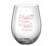 JUWNMANT Wine Glass Sister Birthday Gift, Stemless, Red Wine Glass, Not Sisters by Blood but Sisters by Heart, The for Best, Friend