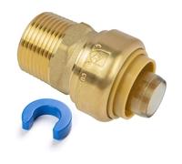 JUWO 1/2" NPT Male Adapter, Push to Connect Brass Plumbing Fitting for PEX, Copper, CPVC Pipe, Heavy Duty Push Fit with Upgraded Stiffener and Disconnect Clip, NSF & UPC Certified Pex Fitting