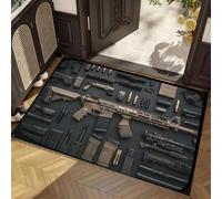 JUXDZISHW A,Front Door Mat Outside Entrance, Army Rifle Machine Gun Living Room Rugs for Gun Pattern Accent Rug Set Area Rug War Theme Indoor Floor Mat Decor Military Themed Non Slip Area Runner Rug