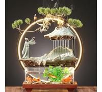 JUXDZISHW A,Indoor Desktop Fountain Tabletop Fountain & Waterfall with LED Light, Atomizer and Water Pump, Waterfall Fountain Décor for Living Room Bedroom Yoga Room Office