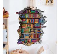 JUXDZISHW A,Magic Book Wall Decals Stickers for Bedroom 3D Broken Wall Decals Reading Room Art Murals Read Signs Bookshelf Art Decorations DIY Walls Sticker for Reading Room Classroom Birthday Gift