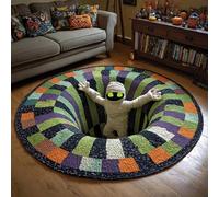 JUXDZISHW F,60 * 60,Front Door Mat Outside Entrance, 2025 Halloween 3D Optical Illusion Area Rug for Living Room 3D Trap Optical Visual Illusion Rugs Playroom Floor Carpet Mat