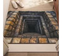JUXDZISHW Front Door Mat Outside Entrance, Brick Bottomless Hole Area Rug for Living Room 3D Trap Optical Visual Illusion Rugs Playroom Floor Carpet Mat Non-Slip,H,80 * 120