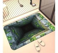 JUXDZISHW Front Door Mat Outside Entrance, Brick Bottomless Hole Area Rug for Living Room 3D Trap Optical Visual Illusion Rugs Playroom Floor Carpet Mat Non-Slip,G,50 * 80cm