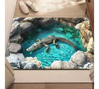 JUXDZISHW Front Door Mat Outside Entrance, Brick Bottomless Hole Area Rug for Living Room 3D Trap Optical Visual Illusion Rugs Playroom Floor Carpet Mat Non-Slip,P,40 * 60cm