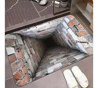 JUXDZISHW Front Door Mat Outside Entrance, Brick Bottomless Hole Area Rug for Living Room 3D Trap Optical Visual Illusion Rugs Playroom Floor Carpet Mat Non-Slip,J,40 * 60cm