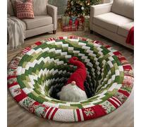 JUXDZISHW K,140 * 140,Front Door Mat Outside Entrance, 3D Optical Illusion Area Rug for Living Room Christmas 3D Trap Optical Visual Illusion Rugs Playroom Floor Carpet Mat