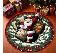 JUXDZISHW L,60 * 60,Front Door Mat Outside Entrance, 3D Optical Illusion Area Rug for Living Room Christmas 3D Trap Optical Visual Illusion Rugs Playroom Floor Carpet Mat