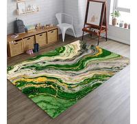 JUXDZISHW ,L,60 * 90,Abstract Green Marble Area Rug, 5x6ft, Modern Luxury Emerald Green Stone Marble Swirl Texture Throw Rugs, Non Slip Low Pile Fluid Art Unique Decor Floor Mat for Living Room