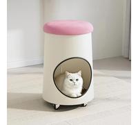 JUXDZISHW ,Pink,Vanity Stool, Round Storage Ottoman, Small Ottoman Coffee Table, Foot Stool With Storage for Living Room, Bedroom, Hallway, Easy Assembly, Velvet Cushion