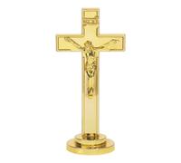 JuXinDa JUXINGDAZYF Crucifix Standing Cross, Plastic Tabletop Wall Hanging Jesus Christ Catholic Cross Crucifix Wall Cross for Home Decor, Devout Gifts (Gold - 7 Inch)