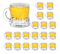 JuXinDa JUXINGDAZYF Mini Beer Mugs, 20 Pcs Real Glass Shot Glasses, 1 Oz Clear Beer Glass with Handles Heavy Base Beer Stein Tasting Glasses for Beer, Whiskey, Tequila, Vodka