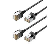JUXINICE 2Pack CAT6a Ethernet Cable Slim 3FT, Thin CAT6 Ethernet Patch Cable, Flexible and Light 10Gbps Cat 6a Cord, UTP RJ45 Computer Network Cord for PC, Mac, Laptop,PS5, PS4,Xbox,Black