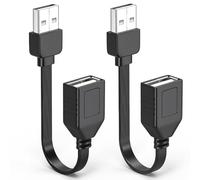 JUXINICE 2PCS USB2.0 Extension Cable Flat Short 1.5FT,USB Male to Female Cable Soft & Pliable Low Temperature Resistance