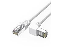 JUXINICE CAT6 Ethernet-Patchkabel, RJ45, LAN, Gigabit, Netzwerkkabel, UTP, CAT6, 90 Grad nach oben abgewinkelt, Bandbreite bis zu 250 MHz, 1 Gbit/s, für PC, Router, Modem, Drucker, PS3 - 1 m, Weiß