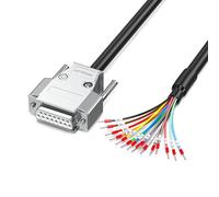 JUXINICE DB15 Female Connector to Bare Wire 3.3ft,24AWG Copper Wire with Cable Marker, D-SUB 15 PIN Extension Cable,All 15 Wires Equipped with Marker Terminal Blocks